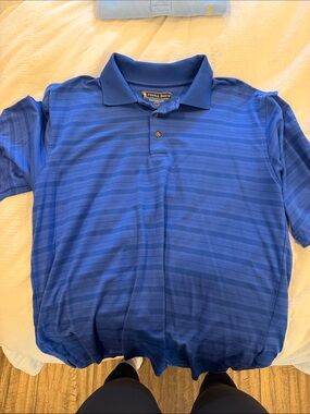 Pebble Beach Men's Royal Blue Horizontal Stripe Polo